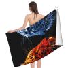 FFLSDR Fire Leopard vs. Ice Leopard Beach Towel, Adult Travel Microfiber, Soft and Absorbent, 80 x 130 cm view 3