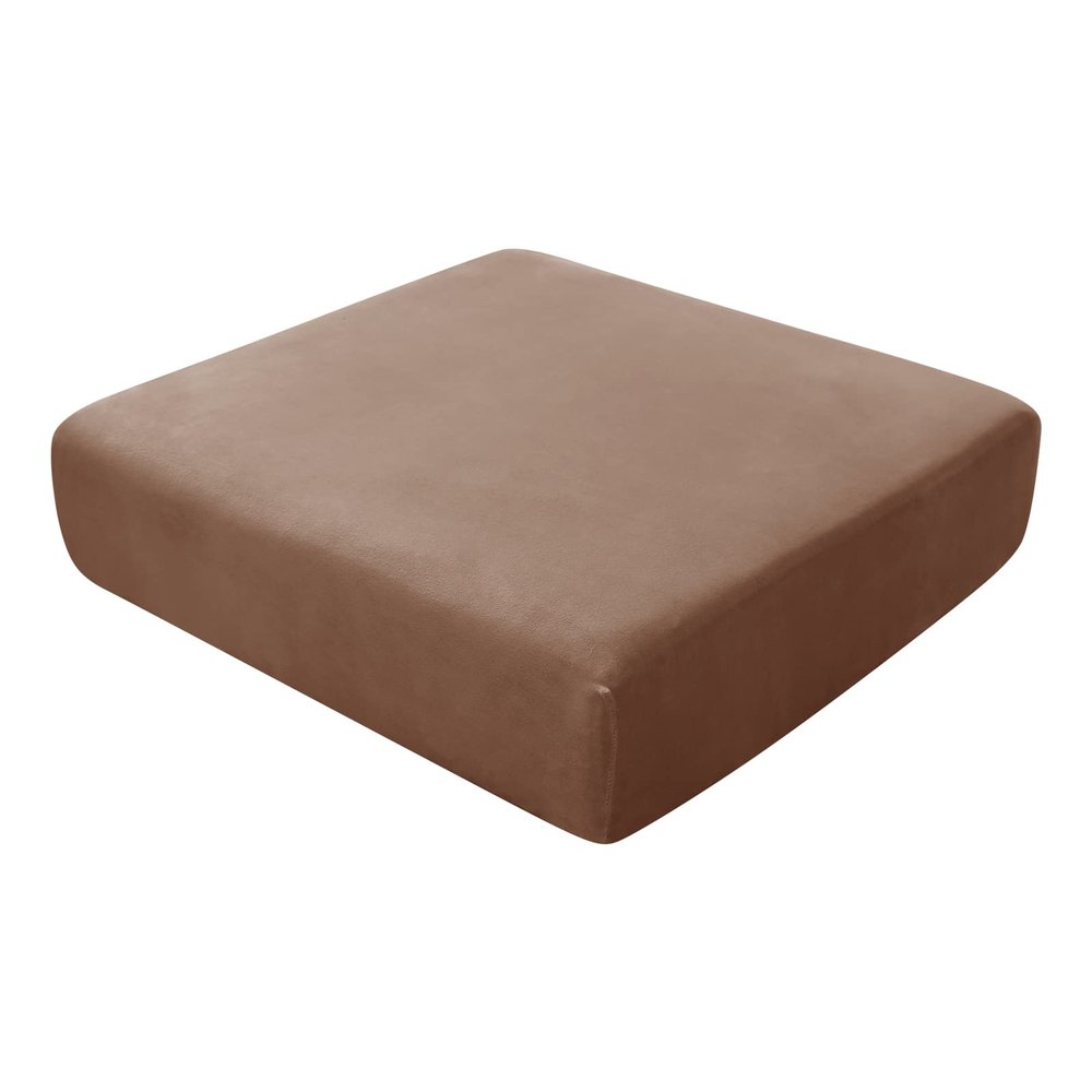 BXFUL Stretch Velvet Sofa Seat Cushion Covers, Replacement Covers for Individual Cushions, Chaise Longue, Dark Brown