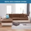 BXFUL Stretch Velvet Sofa Seat Cushion Covers, Replacement Covers for Individual Cushions, Chaise Longue, Dark Brown view 3