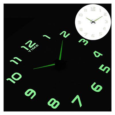 LIANYG 3D Luminous DIY Acrylic Mirror Wall Clock, Silent Quartz, Wall Clock 4, 47-Inch Sheet
