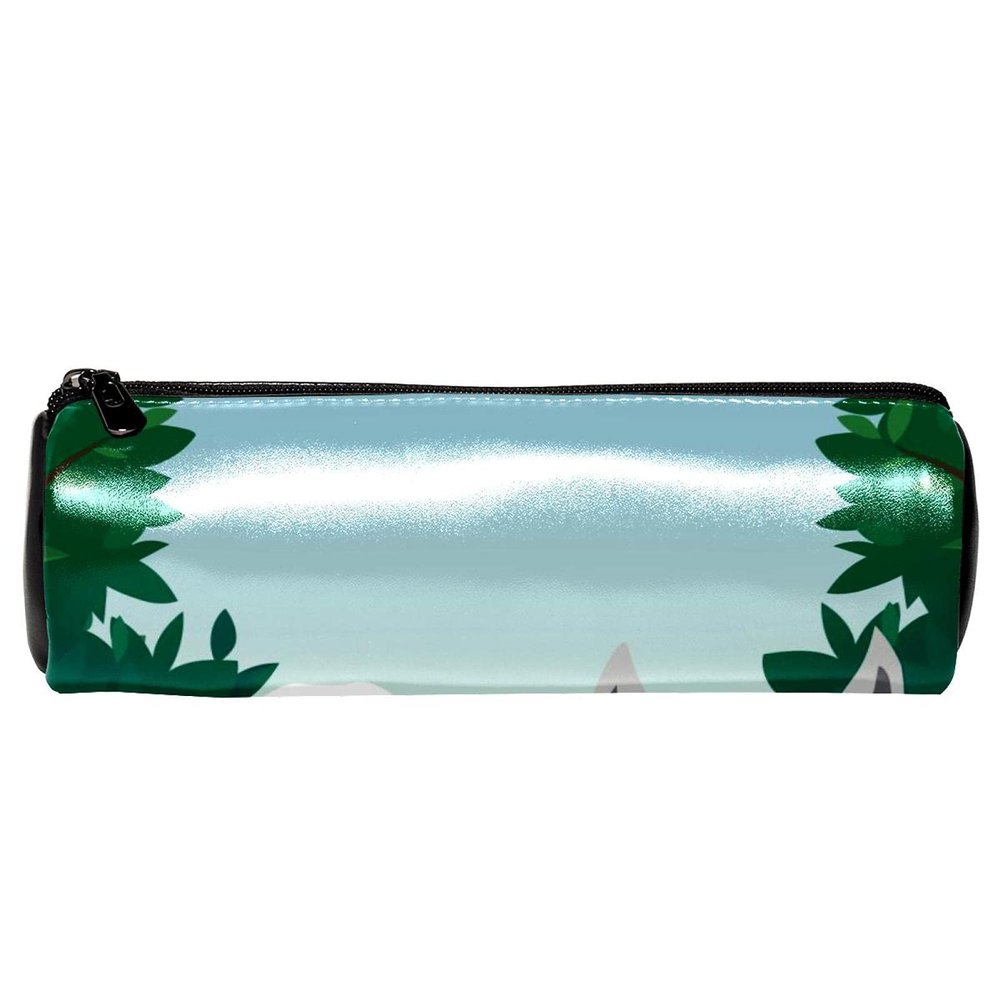 Cat and Dog Print Leather Pencil Case