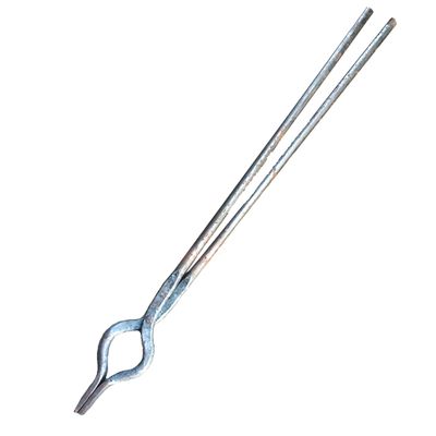 Forged Flat-Jaw, Round-Nose Blacksmith Tongs for Anvil Forging (80 cm, 2.5 kg)