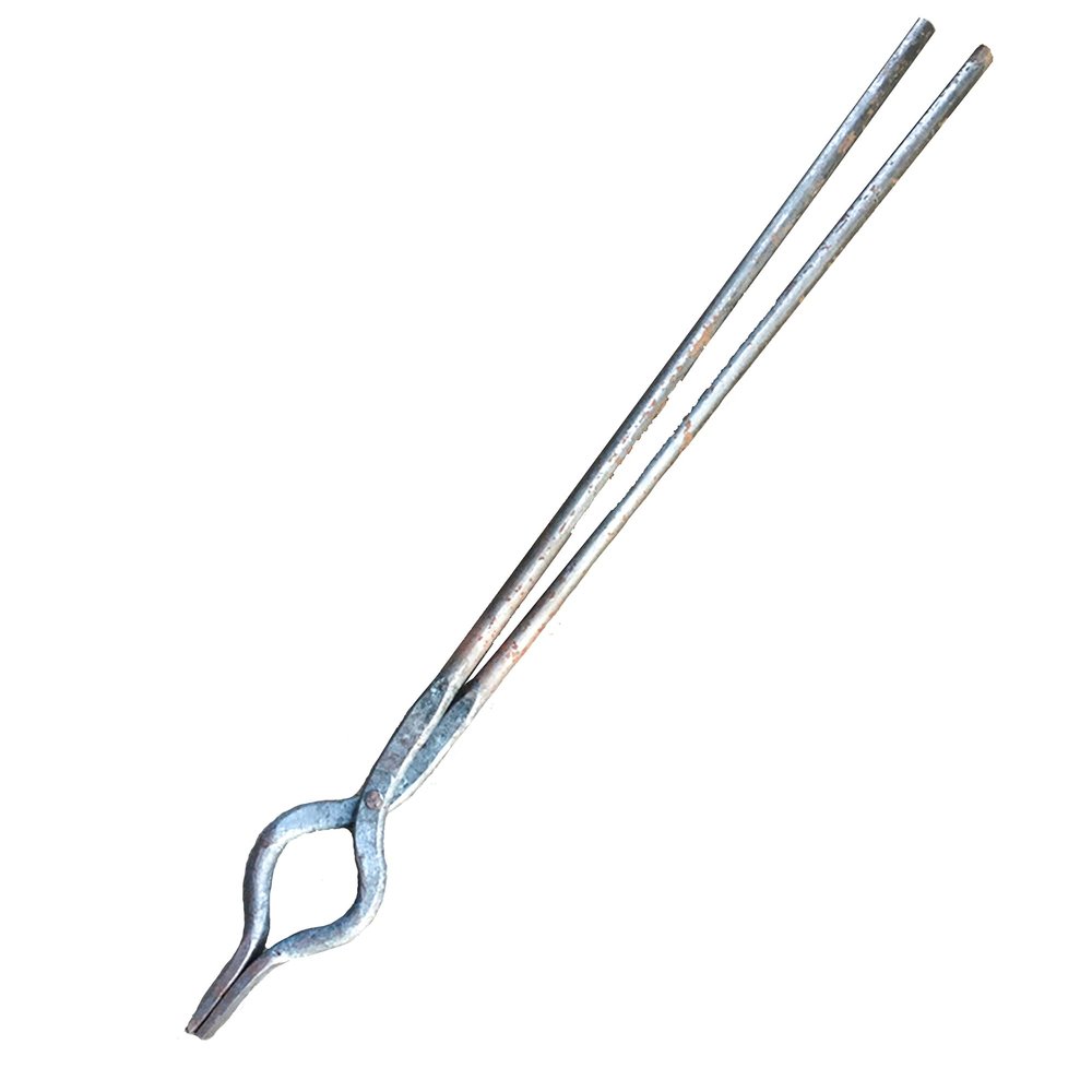 Forged Flat-Jaw, Round-Nose Blacksmith Tongs for Anvil Forging (80 cm, 2.5 kg)