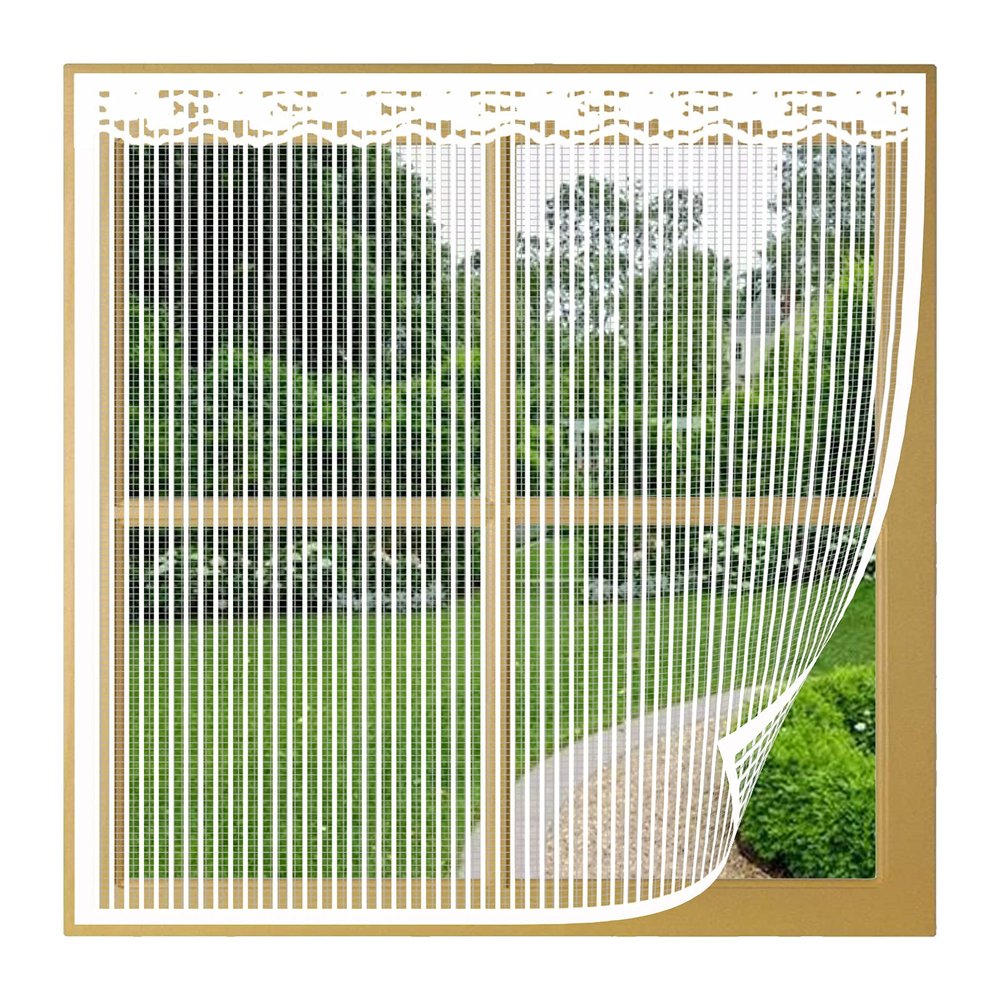 Window Insect Screen, 135 x 225 cm, White, No-Drill Adhesive Installation