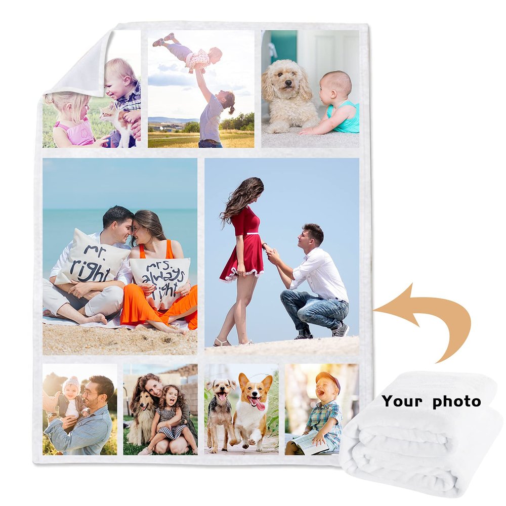 Lehaha Personalized Photo Blanket, Extra-Soft Flannel Throw, 150 x 200 cm