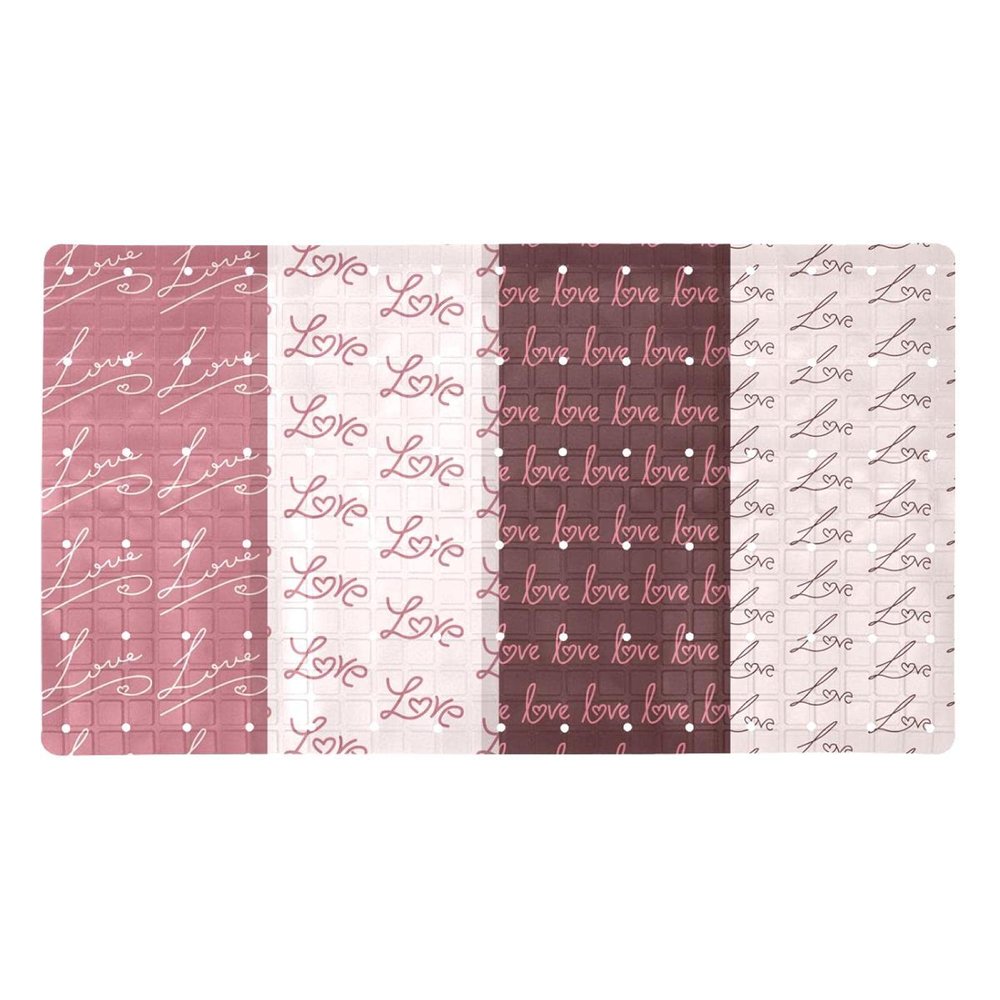 Abenily Love Seamless Pattern Non-Slip Bathtub Mat, Antibacterial Shower Mat, Strong Suction Cups, BPA-Free, Non-Toxic, Phthalate-Free, Latex-Free