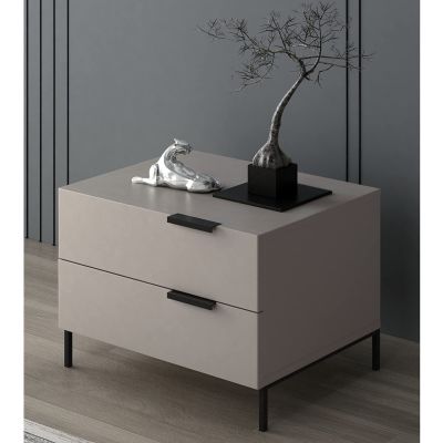 ZHTY Gray Nightstand with 2 Drawers, 41.5 x 55 x 41 cm