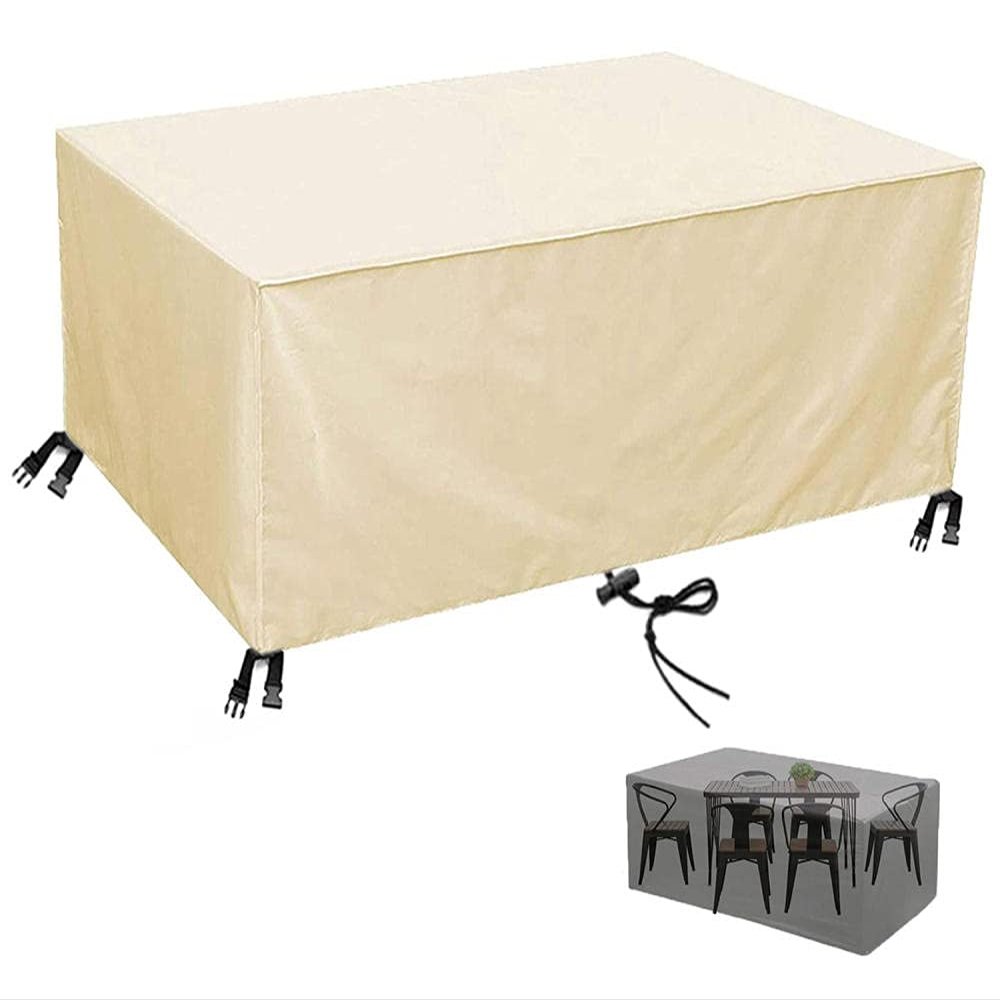 Rectangular Patio Furniture Cover, 420D Oxford Fabric, Waterproof, Windproof, UV-Resistant, Beige, 120 x 110 x 95 cm (47.2 x 43.3 x 37.4 in)