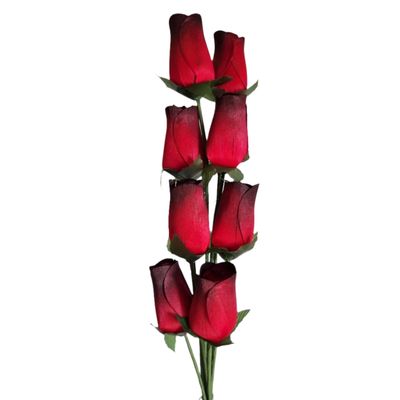 Homestreet Wooden Roses, Assorted Colors, 8 Rosebud Stems (Red/Black Tip)