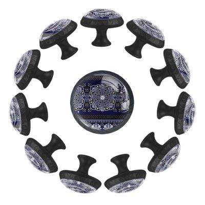 12-Pack 35 mm Crystal Glass Cabinet and Dresser Knobs, Retro Mandala Boho Round Drawer Pulls with Screws