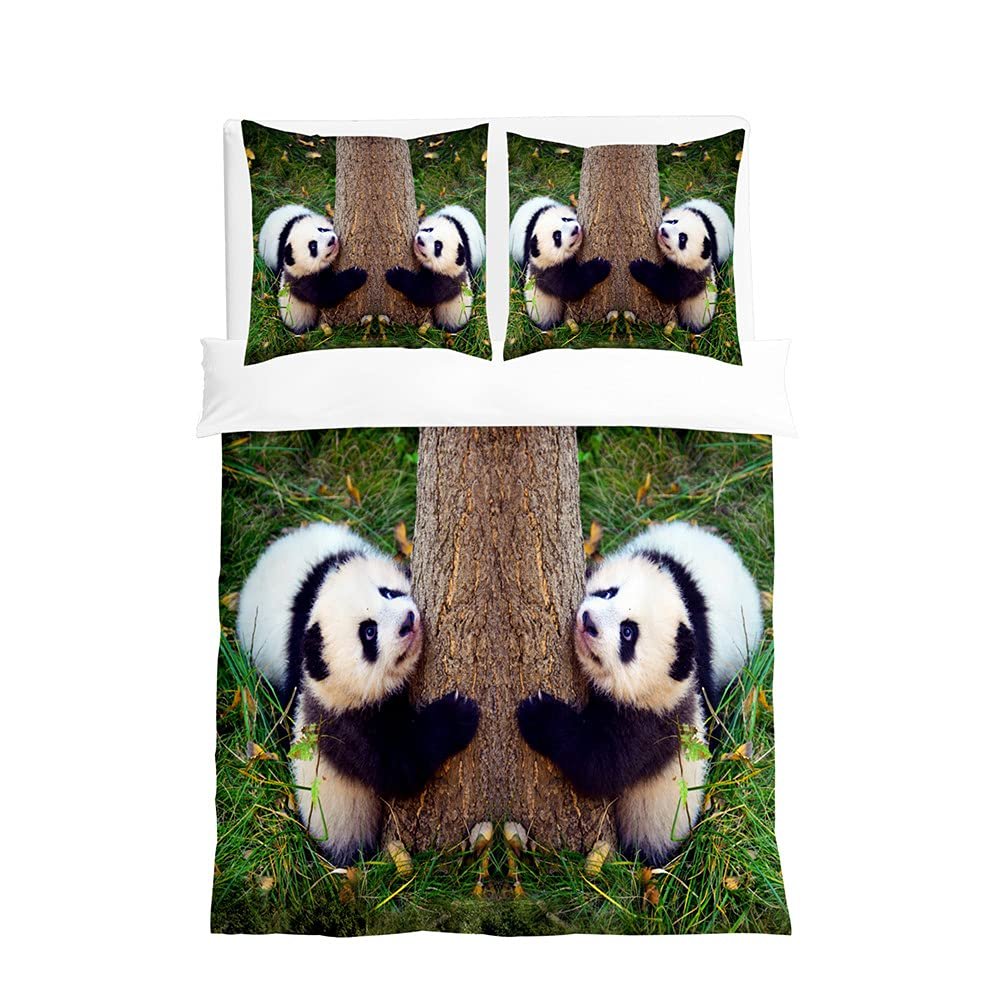 Hearda 2/3-Piece Panda Microfiber Bedding Set with Zipper, 220 x 240 cm