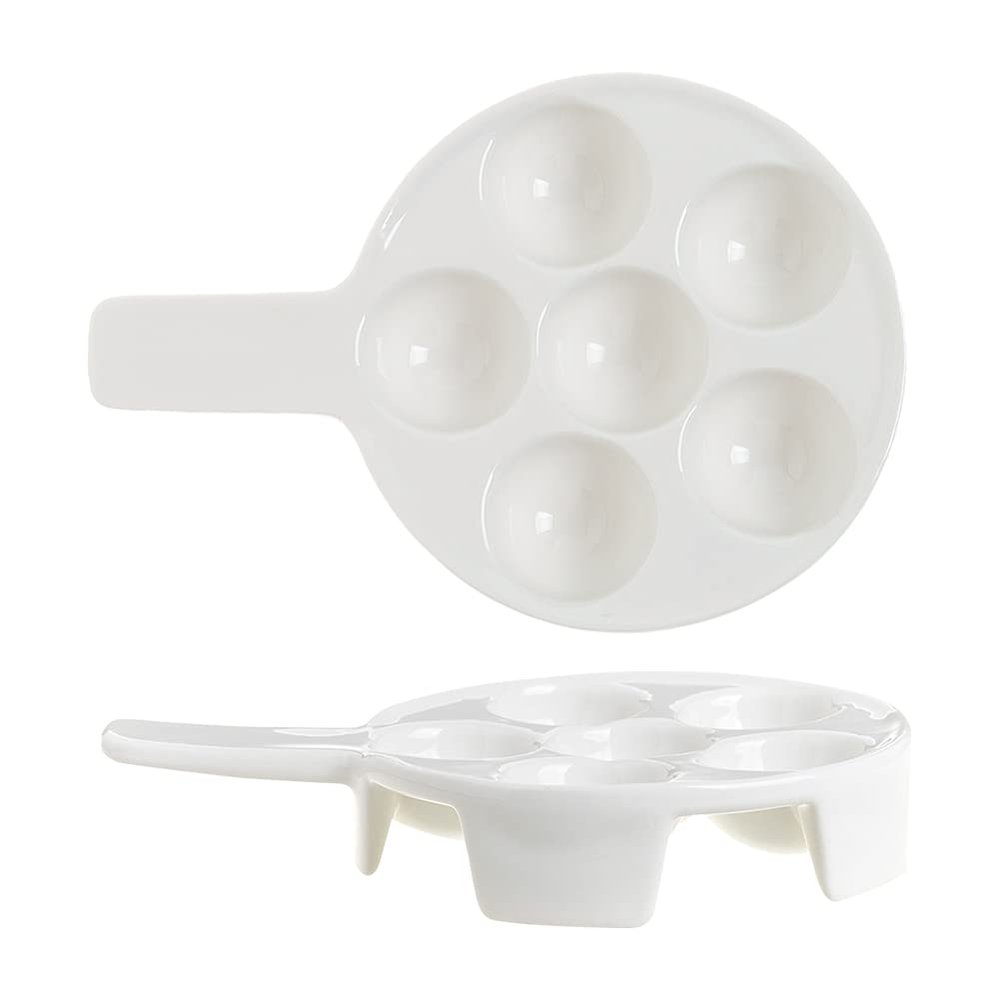 PASIGRO Ceramic Escargot Plates, 6-Hole, 17.2 cm, 2-Pack