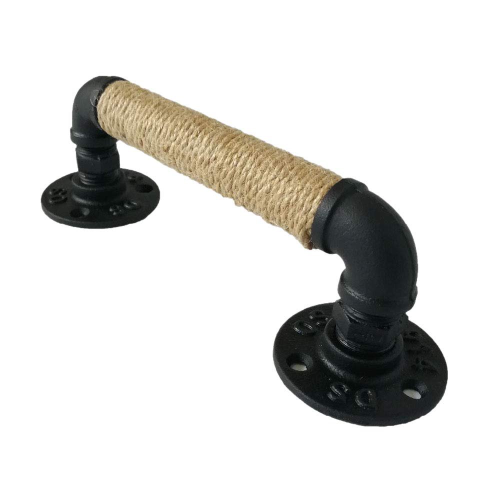 Grevis Industrial-Style Pipe Barn Door Handle, 300 mm, Black