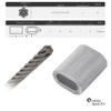 OPIOL QUALITY 5 m Soft Wire Rope, 7x19, 2 mm, with 2 Aluminum Swage Clamps, A4 Stainless Steel Set view 2