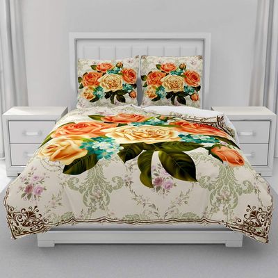 Hearda 2/3-Piece Yellow Rose 3D Microfiber Duvet Cover Set, 220 x 240 cm