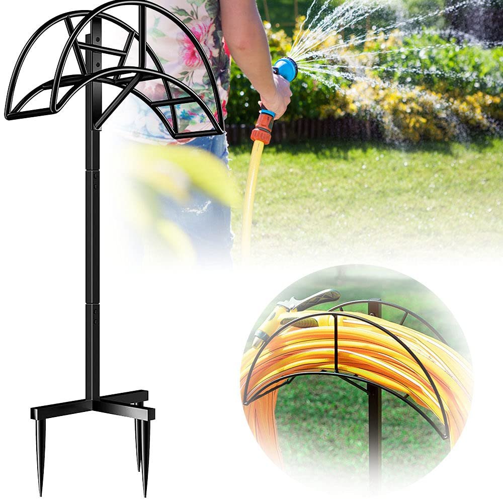 GBHJJ Freestanding Garden Hose Holder – Metal Hose Stand and Organizer for Lawn & Yard