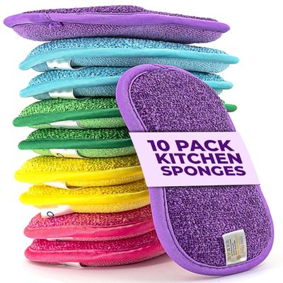 Onutis Set of 10 Microfiber Sponges, Washable Kitchen and Dish Sponges