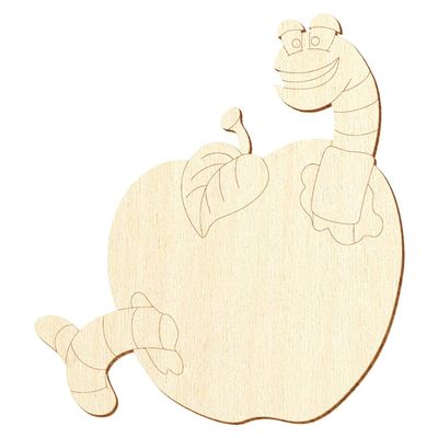 Wooden Apple with Worm – Craft Decor, 5–50 cm, 1 Piece, 10 cm High