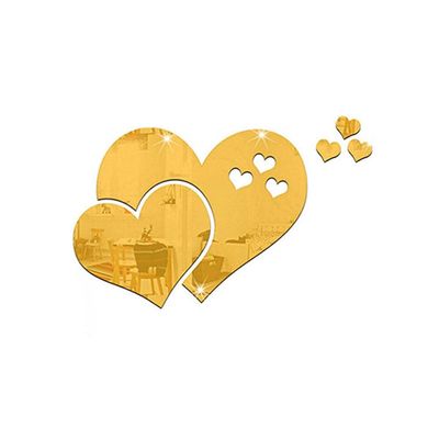 Uteruik Acrylic Heart Mirror Wall Decal, Gold