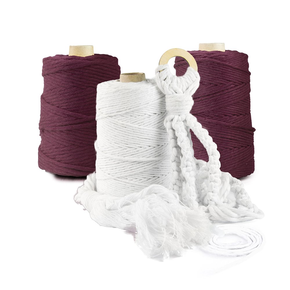 Seiletech.de Macramé Cord, 1,000 m, 5 mm, Purple, 100% Cotton