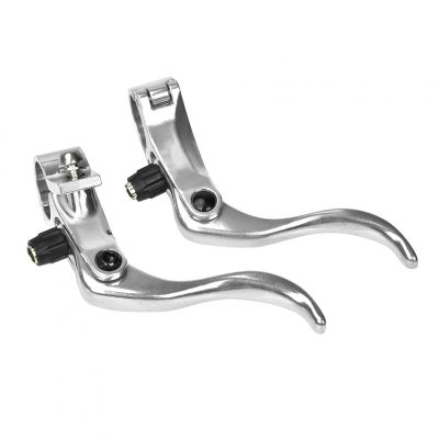 Kuuleyn Bicycle Brake Levers, 1 Pair, Aluminum Alloy, 24 mm, for Single-Speed, Fixed-Gear & Custom Bikes, Silver