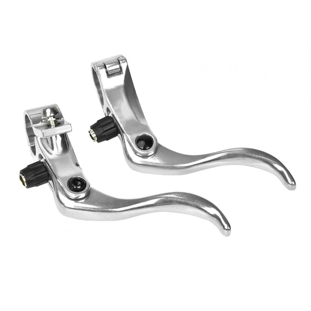 Kuuleyn Bicycle Brake Levers, 1 Pair, Aluminum Alloy, 24 mm, for Single-Speed, Fixed-Gear & Custom Bikes, Silver