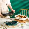 WCCCW Chafing Dish Buffet Set, Ceramic, Marble Finish, Rectangular, Green, B view 2