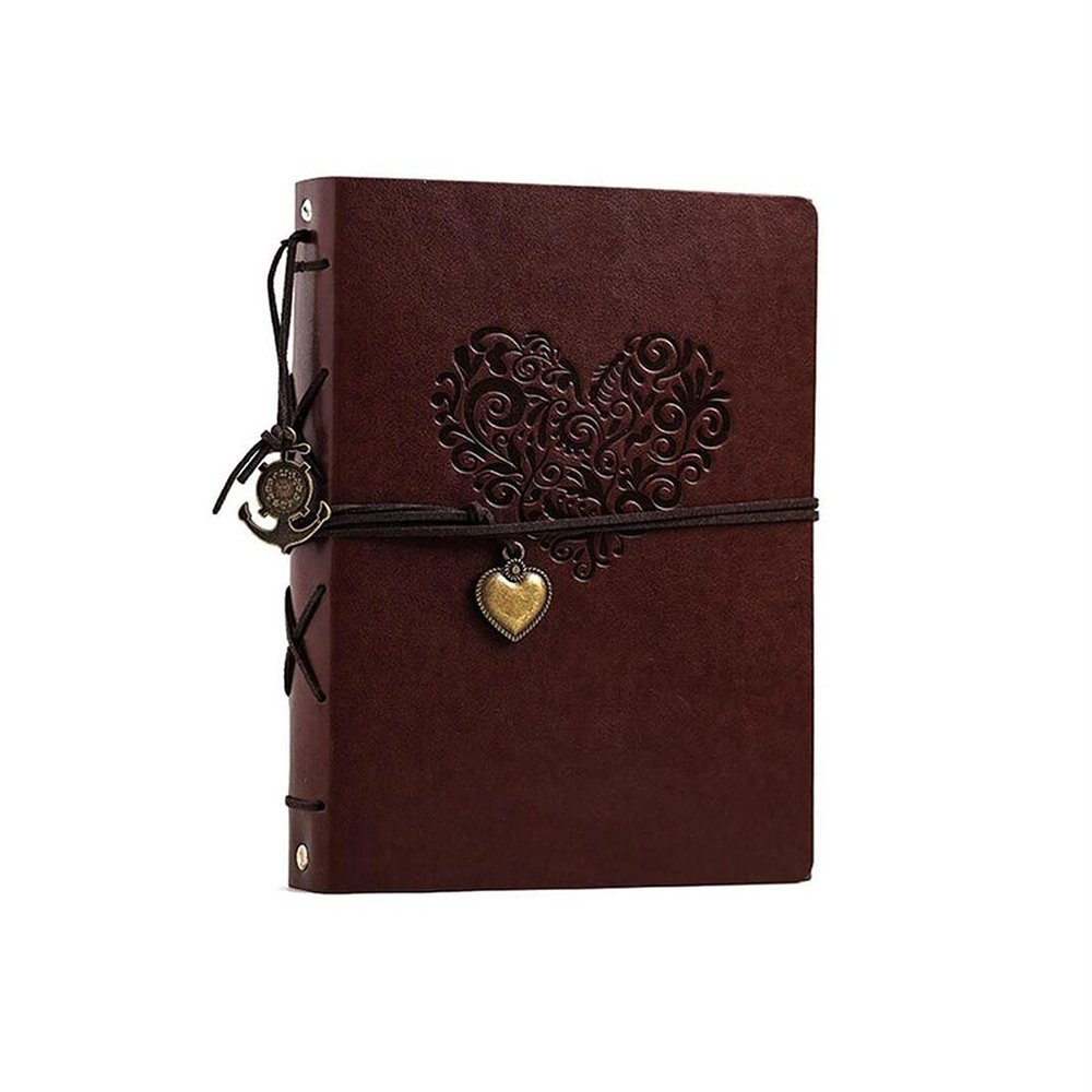 HTian Vintage Photo Album DIY Scrapbook, 8.46 x 6.7 in, Heart Design, Wedding Guest Souvenir Album, 60 Black Pages