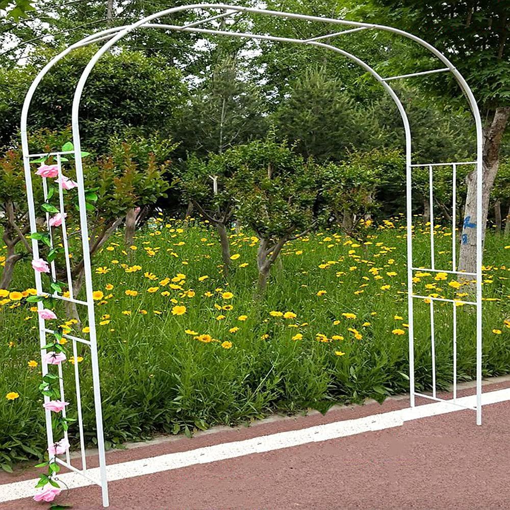 ZWJABYY Metal Garden Arch for Climbing Plants, White, 150 × 240 cm
