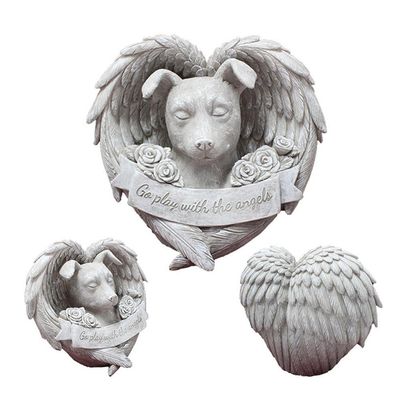WJBABJ Angel Dog Memorial Statue, Resin Dog Sleeping in Angel Wings