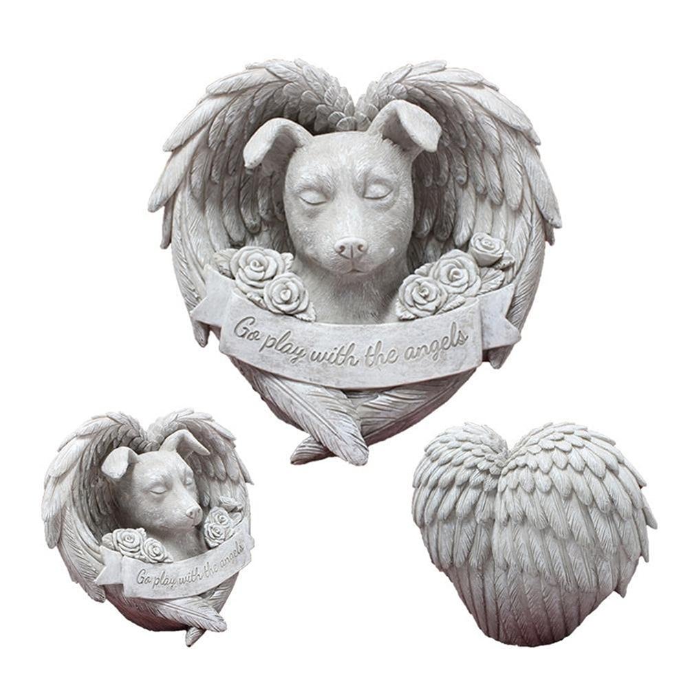 WJBABJ Angel Dog Memorial Statue, Resin Dog Sleeping in Angel Wings