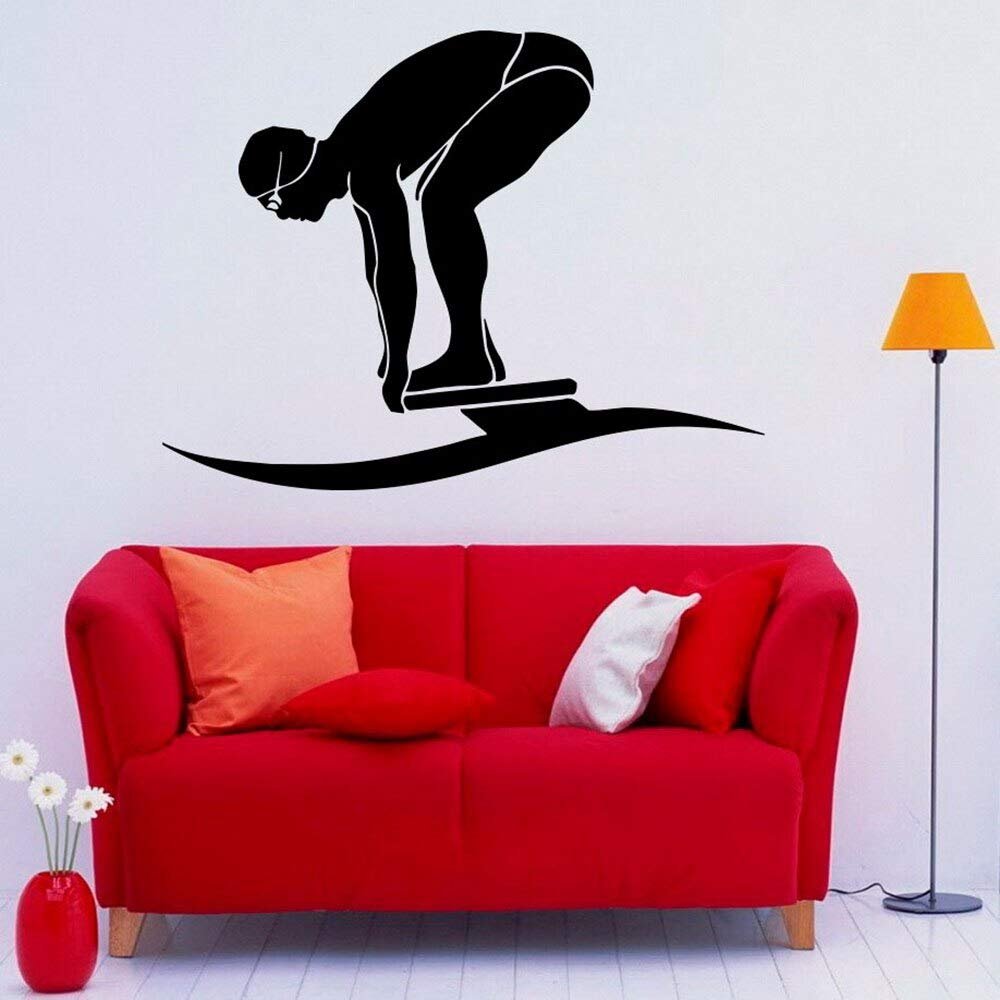 Swimming Swimmer Wall Decal, Vinyl Sticker, 93 x 71 cm