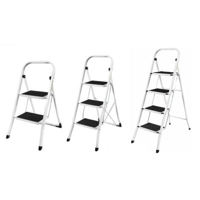 Folding Step Ladder, 4 Steps, Steel with Handrail, Non-Slip Treads, 150 kg Load Capacity