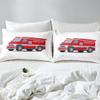 Homewish Fire Truck Comforter Set 135 x 200 cm, Red Cartoon Car Bedding for Kids view 3