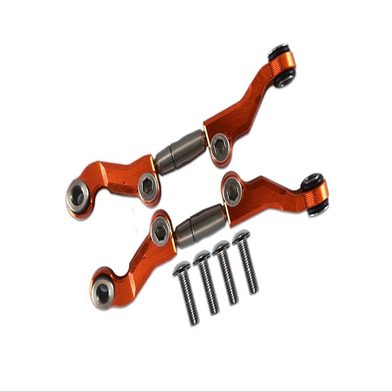 GPM Adjustable Front Steering Tie Rod Set for Losi 1/18 Mini-T 2.0 2WD Stadium Truck, Aluminum + Stainless Steel, 6-Piece, Orange