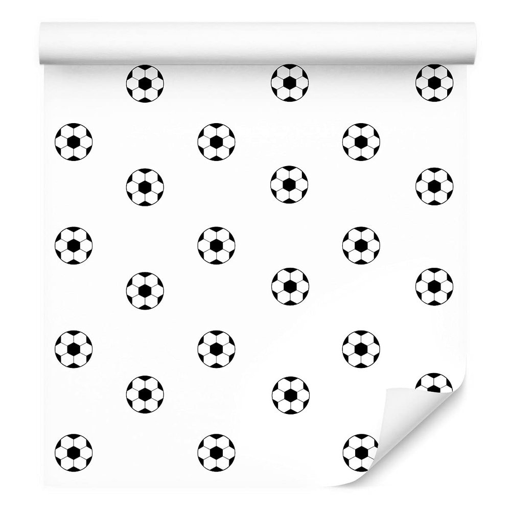 Muralo Non-Woven Wallpaper Roll, 10 m, Black-and-White Football Design, 1000 x 53 cm