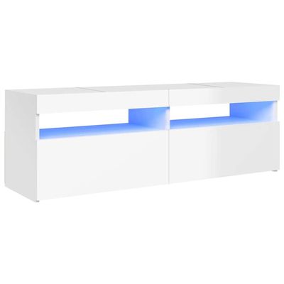 vidaXL TV Stand with RGB LED Lights High-Gloss White 120 x 35 x 40 cm