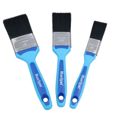 3 Synthetic Paint Brushes for Painting and Decorating, Rubber Grip, 2.5 cm / 5.1 cm