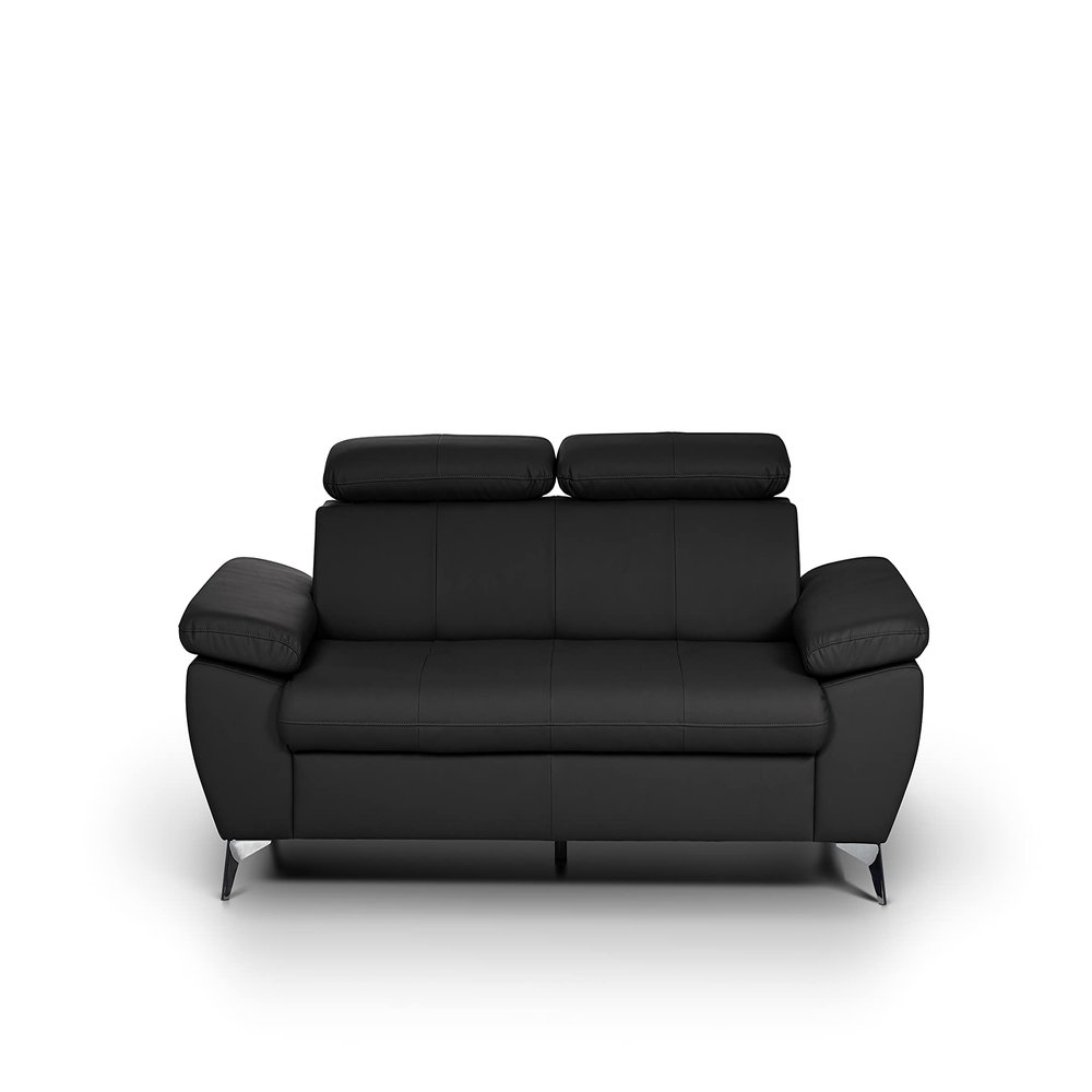 Mivano Gisele 3-Seat Sofa with Adjustable Headrests and Armrests, Faux Leather, Black