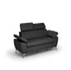 Mivano Gisele 3-Seat Sofa with Adjustable Headrests and Armrests, Faux Leather, Black view 2