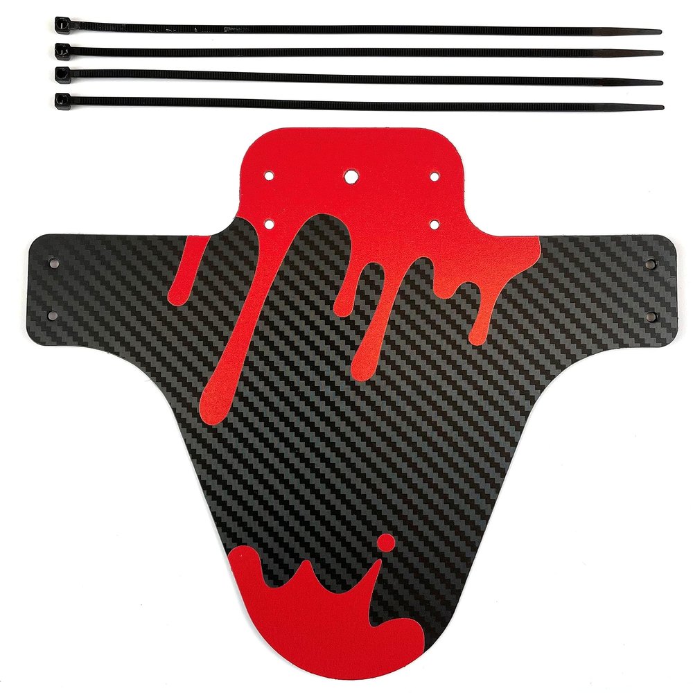 Hallenwerk 1-Piece Bicycle Mudguard, Flexible Fender, Black & Red