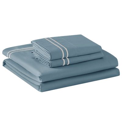 TOYABR 3-Piece Duvet Cover Set, 60% Cotton and 40% TENCEL, 2 Pillowcases + 1 Duvet Cover, Breathable and Lightweight, Light Blue, 135 x 200 cm, 50 x 75 x 1 cm
