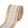 JUJING 1 m x 25 mm Natural Jute Burlap Lace Ribbon with White Trim view 1