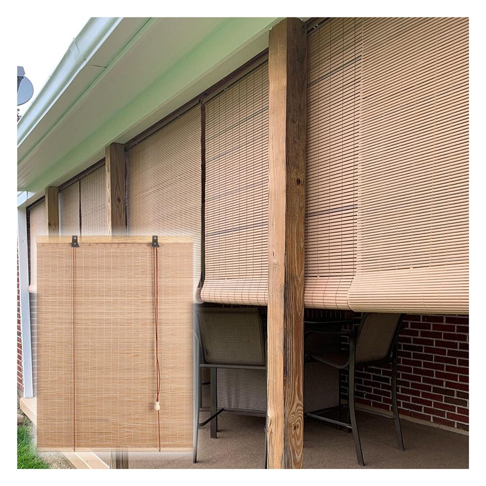 YSJX Bamboo Roller Blind with Side Pull, Weather-Resistant, Privacy and Sun Protection, W80 x H200 cm / 32 x 79 in