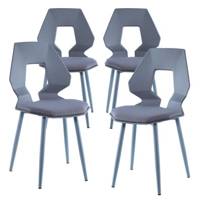 TRISENS Set of 2/4 Design Dining Chairs, Gray/Gray, 4-Piece Set