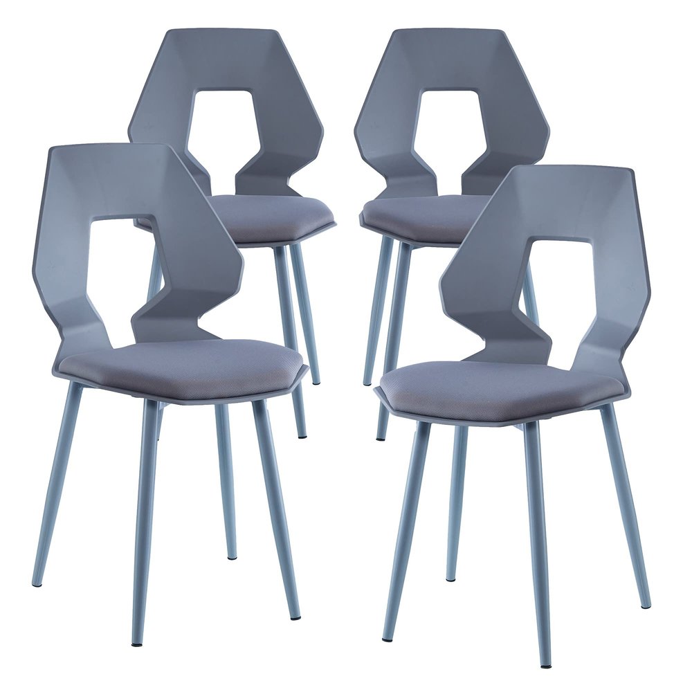 TRISENS Set of 2/4 Design Dining Chairs, Gray/Gray, 4-Piece Set