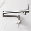 HAIYUNDA Wall-Mount Kitchen Faucet, Double-Joint Swivel Arm, Extendable, Two Handles, Brushed Nickel view 1