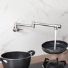 HAIYUNDA Wall-Mount Kitchen Faucet, Double-Joint Swivel Arm, Extendable, Two Handles, Brushed Nickel view 4