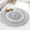 Geling Bohemian Round Cotton Rug with Tassels, Washable, 120 cm/47.2 in view 1