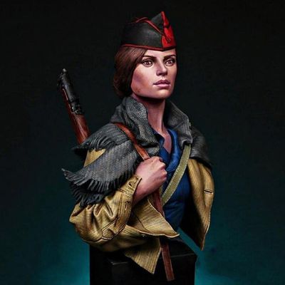 XINGCHANG 1/10 Ancient Warrior Woman Officer Bust Resin Figure Model Kit, Unpainted